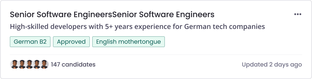 Projects and lists card