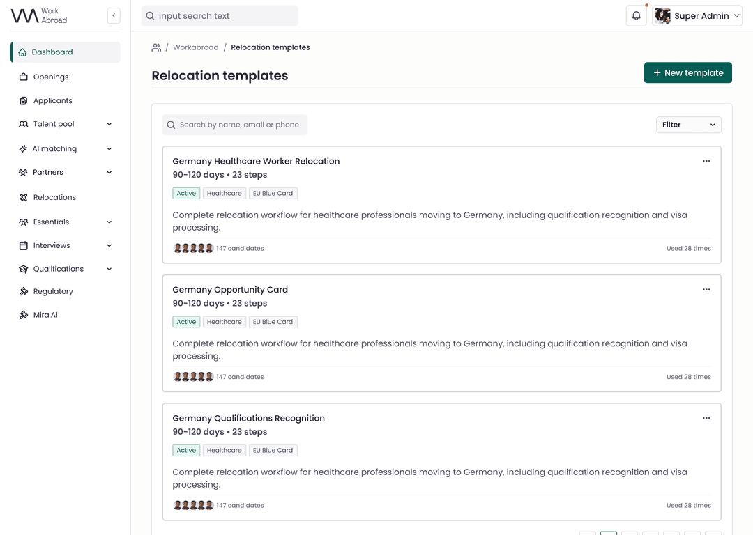 Relocation templates